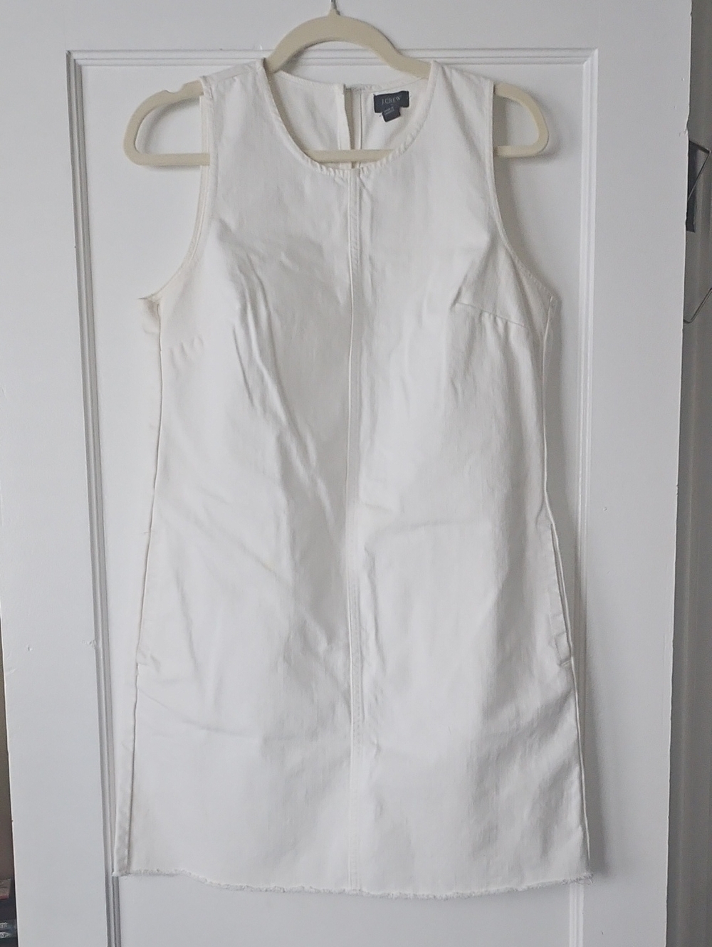 J. Crew White Denim Sleeveless Shift Dress